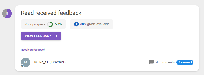 Screenshot showing step 3: Read Received feedback