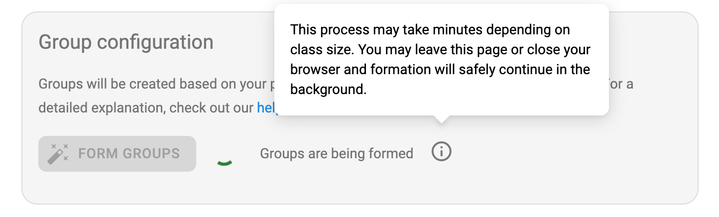 New system message related to the group formation process