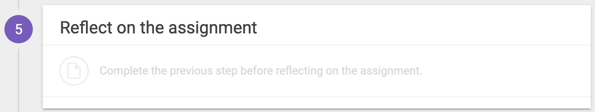 Image showing the module to reflect on the assignment for a student who has not completed giving feedback to their peers.