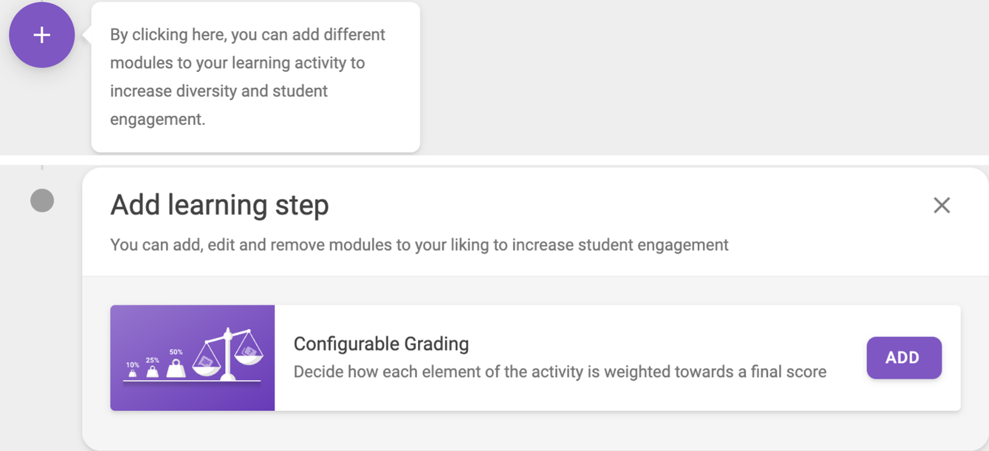Fig 3. Add ‘Configurable grading’ as a learning step.