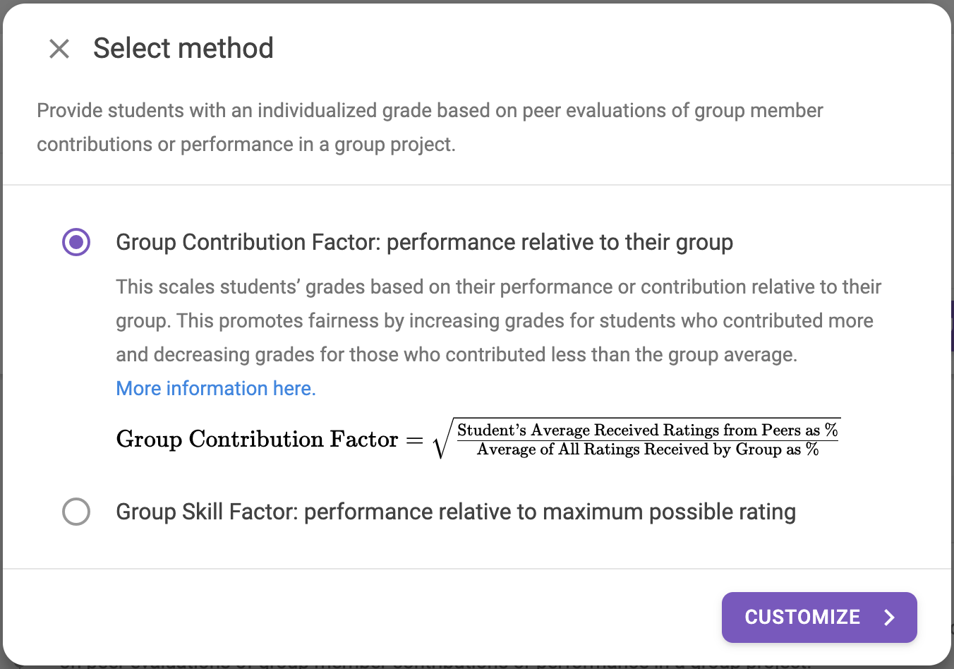 Fig. 5: The two factor methods within Group Contribution Grading.