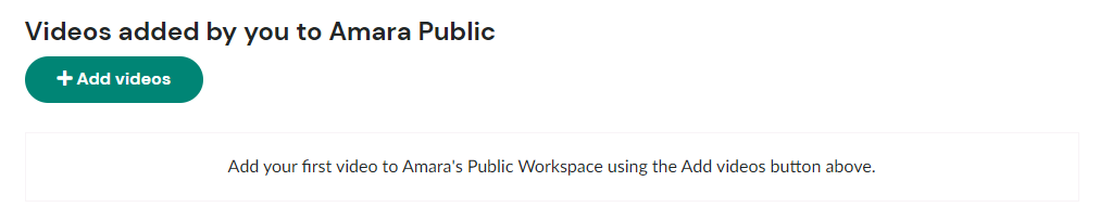 Screenshot showing the place where you can add videos in Amara