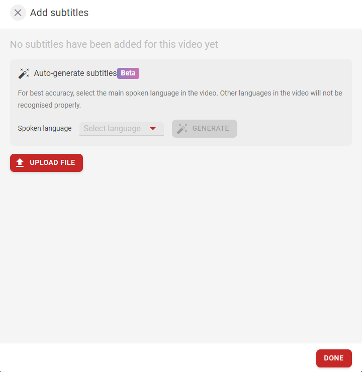 Screenshot showing the Auto-generate subtitles button in FeedbackFruits in an Interactive Video
