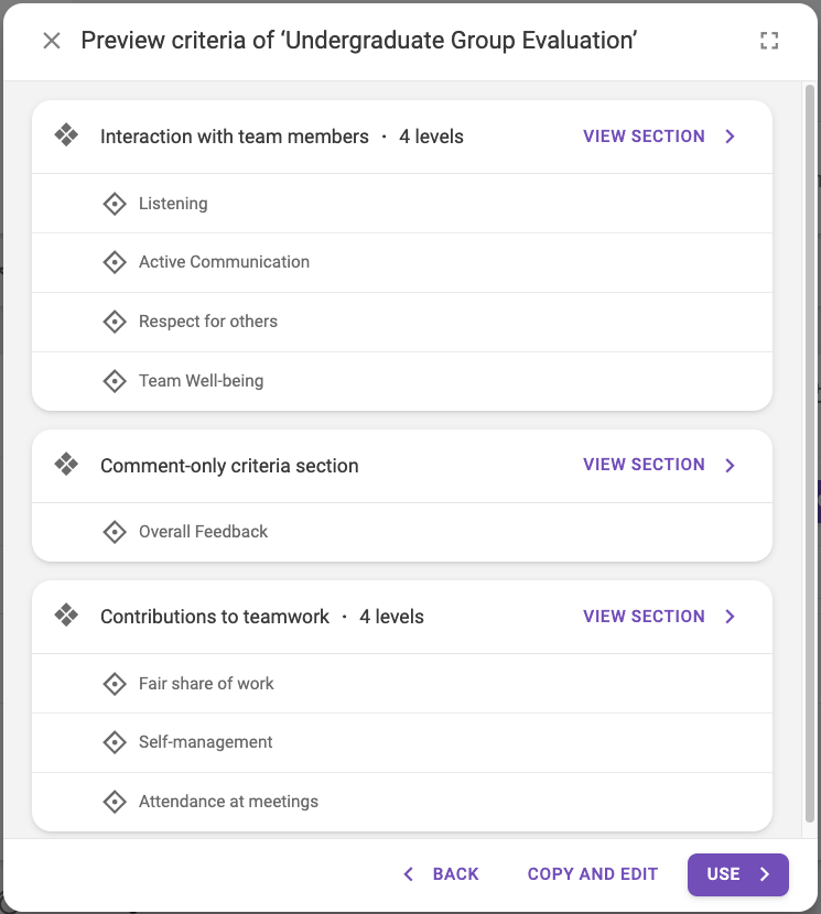 Copying a previously created criteria set