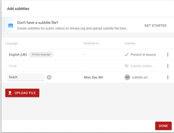 Screenshot showing the menu where you can add/edit subtitles